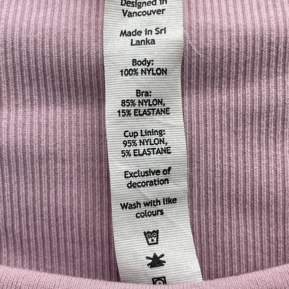 Lululemon Crop Top Women 8 Pink Built in Bra Ribbed Athletic Lined Workout Gorp - Picture 5 of 12